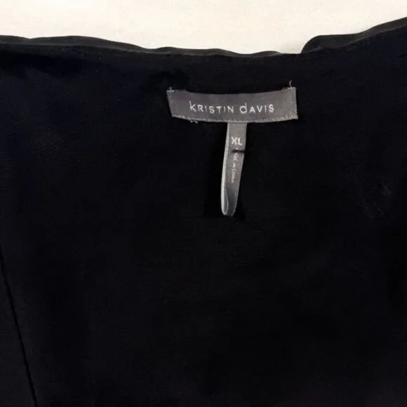 Black 100% Silk Whimsigoth Coquette Babydoll Slip Dress with Bow Size XL - Picture 4 of 6